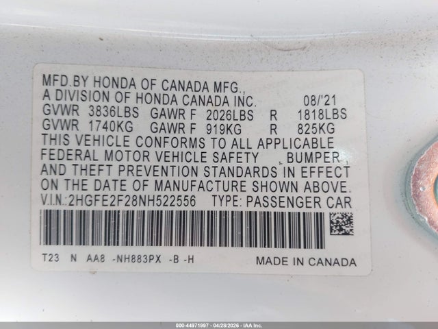 2022 HONDA CIVIC LX 9