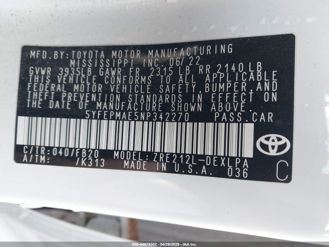 صورة 9 لـ 2022 Toyota COROLLA LE