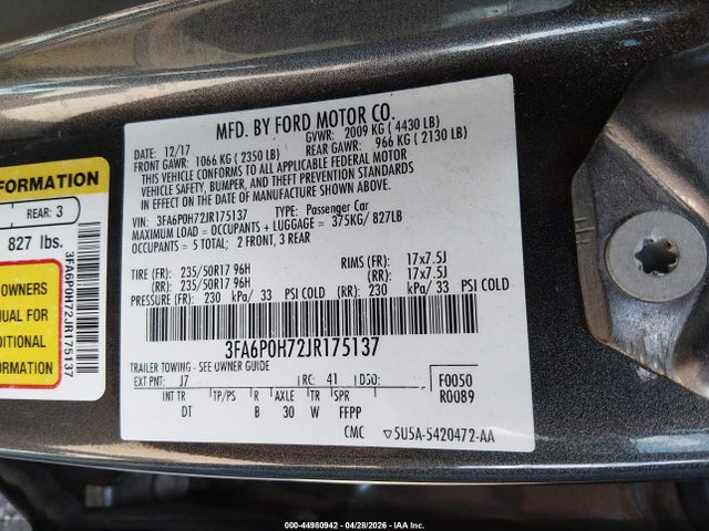 2018 FORD FUSION SE 照片 9
