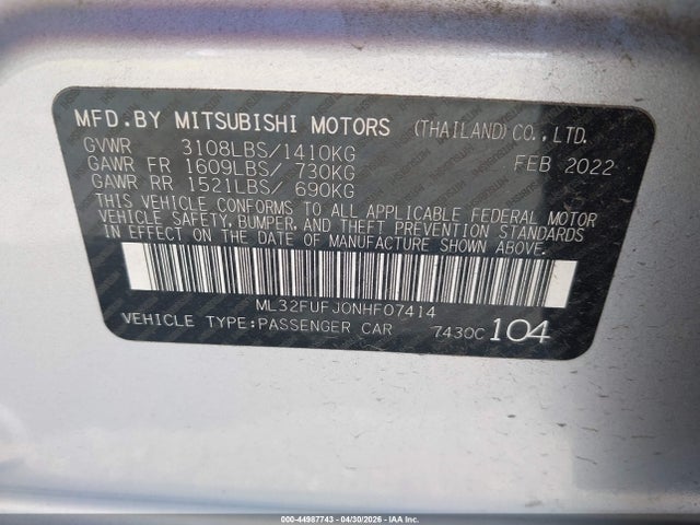 2022 Mitsubishi MIRAGE G4 ES 照片 9