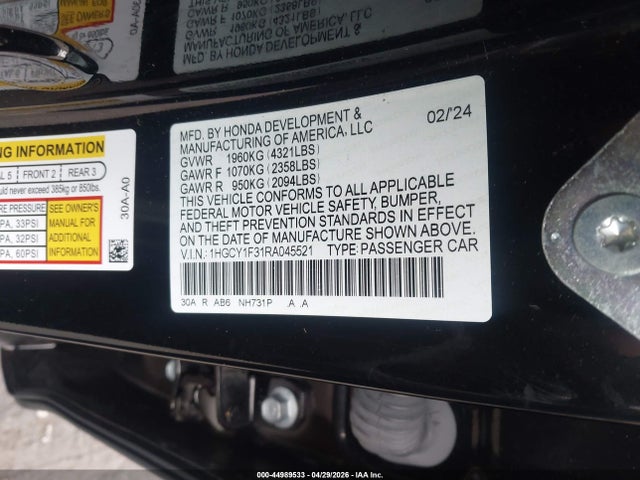 صورة 9 لـ 2024 Honda ACCORD EX