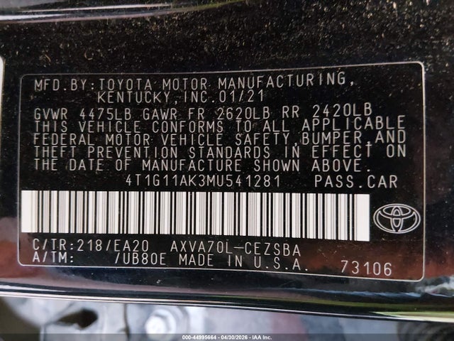 2021 Toyota CAMRY SE — фото 9