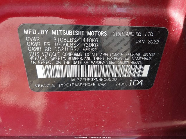 صورة 9 لـ 2022 Mitsubishi MIRAGE G4 ES