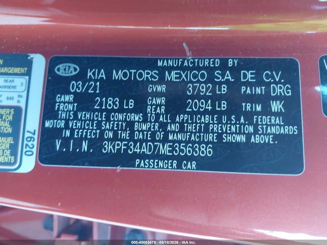 2021 KIA FORTE GT-LINE 9