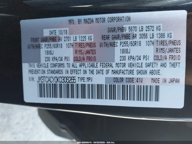 2019 MAZDA CX-9 TOURING 9