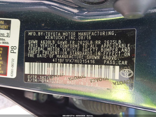 2017 Toyota CAMRY XSE 照片 9