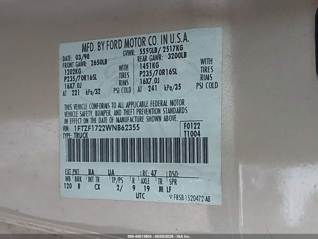FORD F-150 STANDARD/XL/XLT - 9