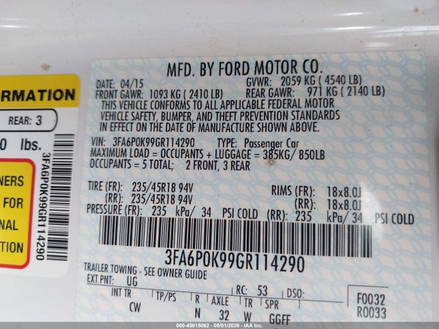 صورة 9 لـ 2016 FORD FUSION TITANIUM