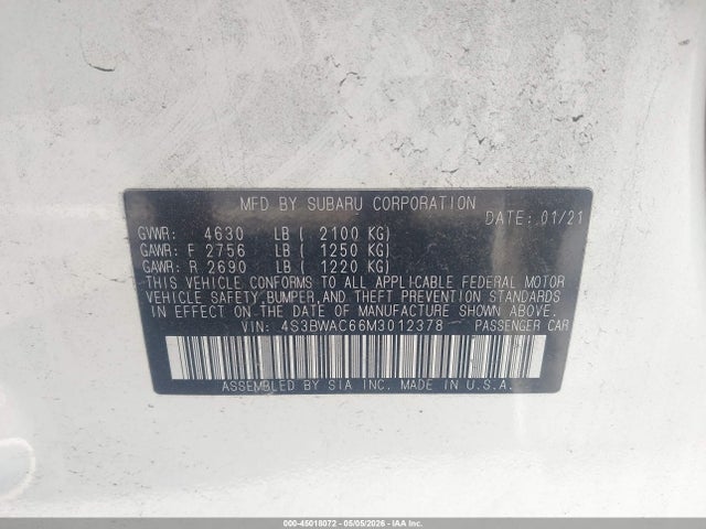 2021 Subaru LEGACY PREMIUM 照片 9