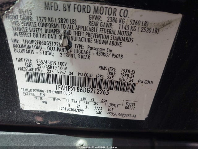 2013 FORD TAURUS LIMITED 照片 9
