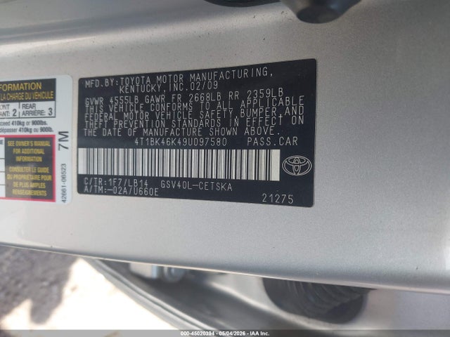 2009 Toyota CAMRY SE V6 photo 9