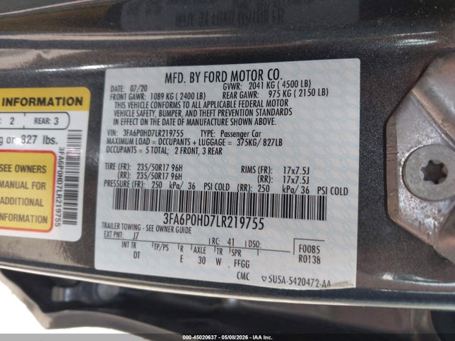 صورة 9 لـ 2020 FORD FUSION SE
