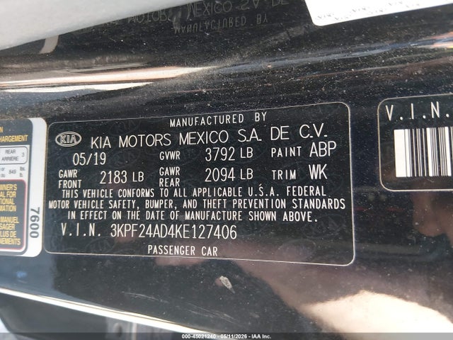 2019 KIA FORTE FE 9