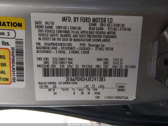 صورة 9 لـ 2018 FORD FUSION SE