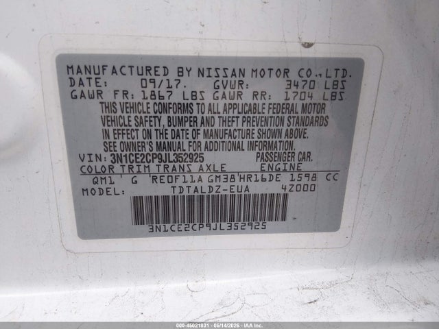 2018 Nissan VERSA NOTE SV 照片 9