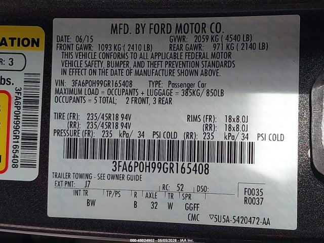 صورة 9 لـ 2016 FORD FUSION SE