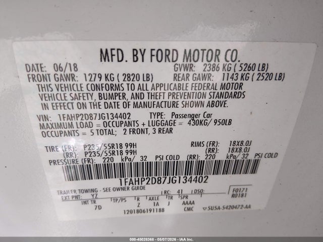 صورة 9 لـ 2018 FORD TAURUS SE