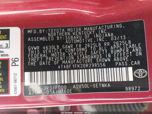 صورة مصغرة 9 لـ 2013 Toyota CAMRY LE