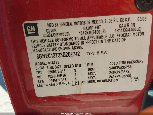 2003 Chevrolet AVALANCHE 1500 照片 9