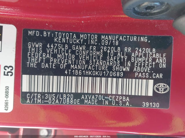 2019 Toyota CAMRY XSE — миниатюра 9
