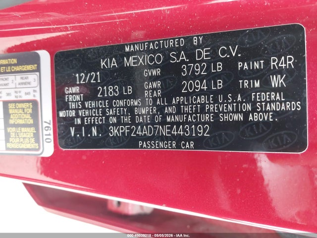 صورة 9 لـ 2022 KIA FORTE LXS