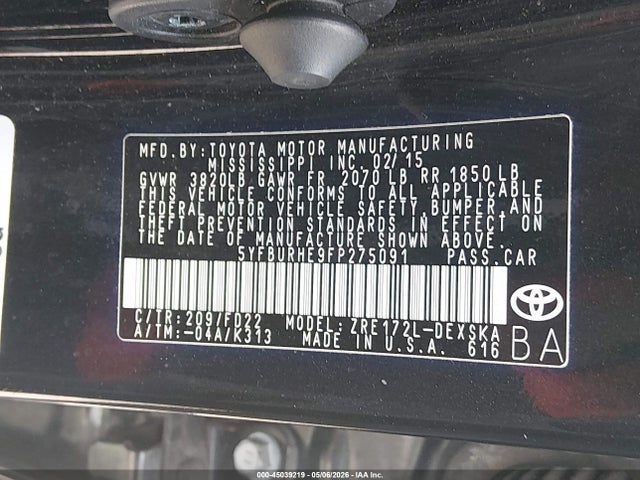 2015 Toyota COROLLA S photo 9