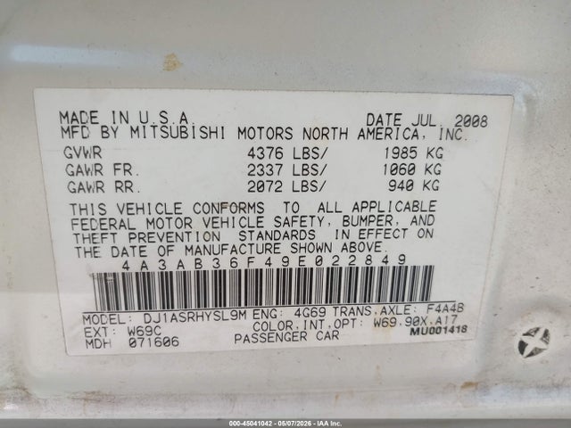 2009 Mitsubishi GALANT ES/SPORT EDITION 照片 9