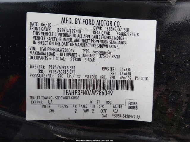 2010 FORD FOCUS SE 照片 9