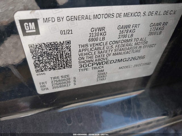 2021 CHEVROLET SILVERADO 1500 2WD SHORT BED RST 9