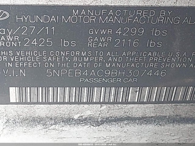2011 Hyundai SONATA GLS 照片 9