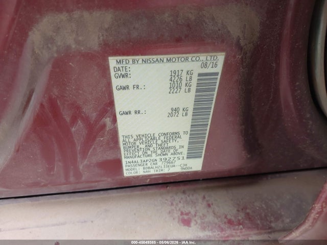 2016 Nissan ALTIMA 2.5 SR 照片 9