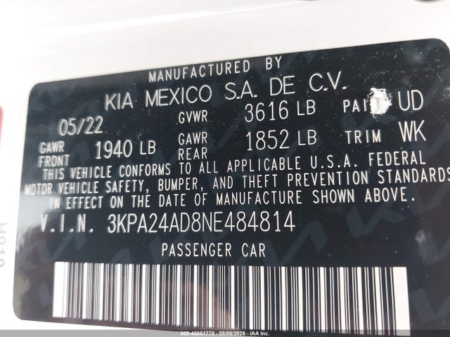 2022 KIA RIO S photo 9