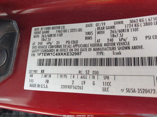 2019 FORD F-150 XLT photo 9
