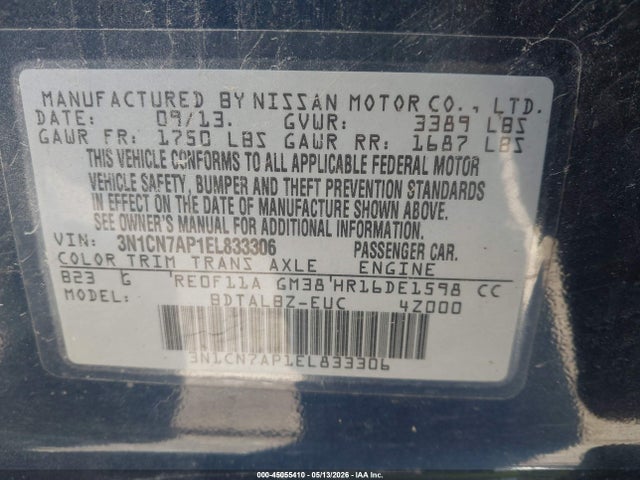 2014 Nissan VERSA 1.6 SV 照片 9
