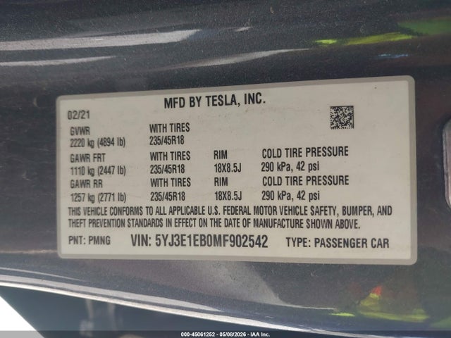 صورة 9 لـ 2021 Tesla MODEL 3 LONG RANGE DUAL MOTOR ALL-WHEEL DRIVE