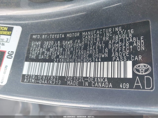 2017 Toyota COROLLA LE photo 9
