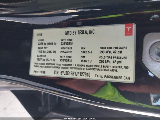 صورة 9 لـ 2018 Tesla MODEL 3 LONG RANGE/PERFORMANCE