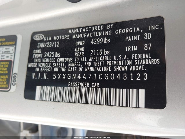 2012 KIA OPTIMA EX photo 9