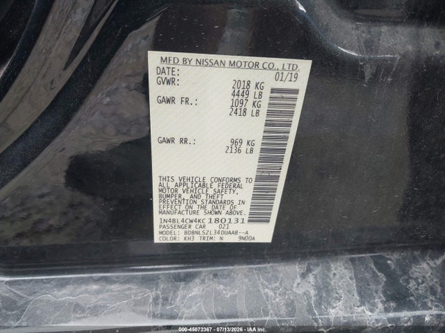 2019 Nissan ALTIMA 2.5 SR 照片 9