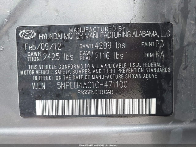 2012 Hyundai SONATA GLS — фото 9