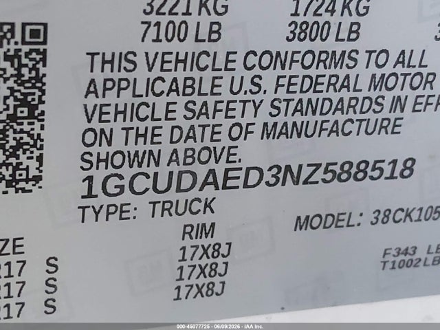 2022 Chevrolet SILVERADO 1500 4WD SHORT BED WT 照片 9