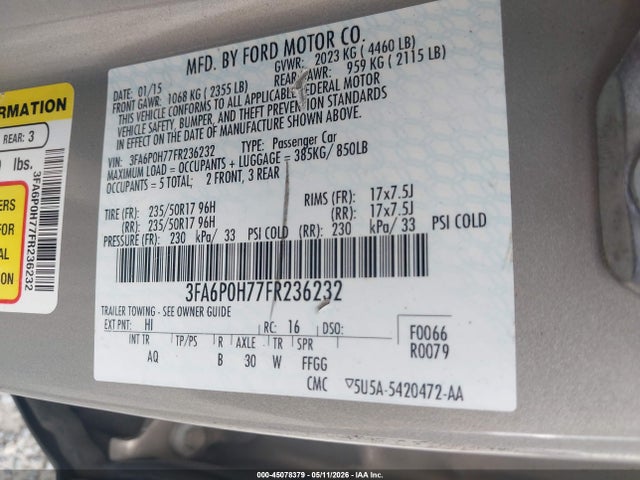 2015 FORD FUSION SE — фото 9