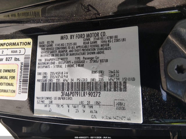 2020 FORD FUSION SE 照片 9