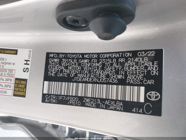 2022 Toyota COROLLA HYBRID LE — миниатюра 9