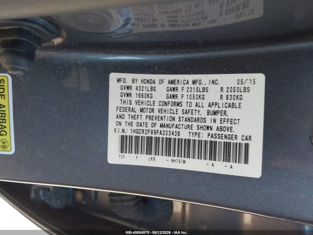2015 Honda ACCORD EX-L photo 9