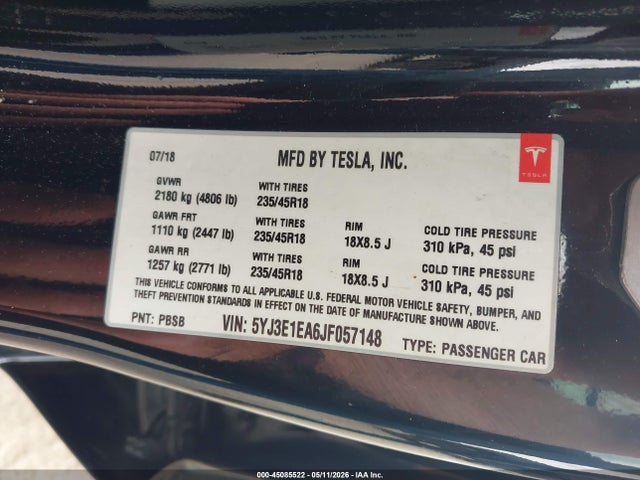 صورة 9 لـ 2018 Tesla MODEL 3 LONG RANGE/MID RANGE