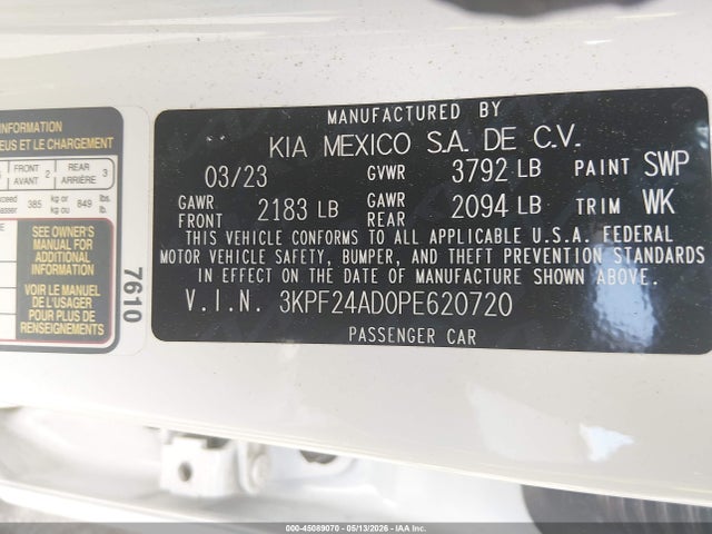 2023 KIA FORTE LXS photo 9
