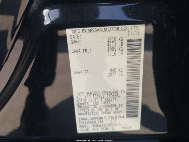2013 Nissan ALTIMA 2.5 S 照片 9