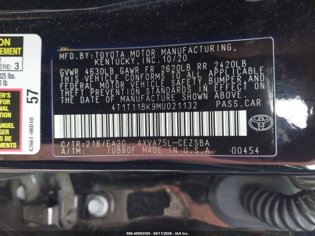 صورة 9 لـ 2021 Toyota CAMRY SE AWD