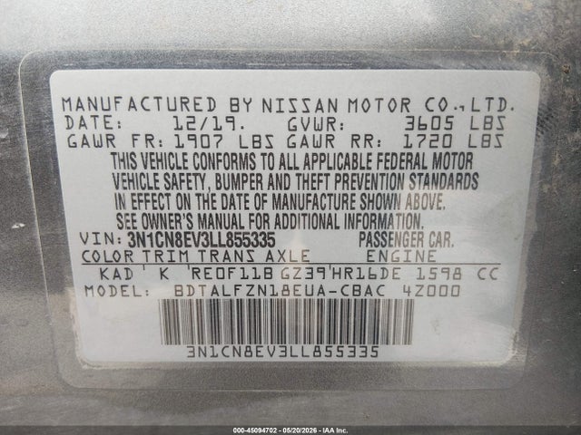 صورة 9 لـ 2020 Nissan VERSA SV XTRONIC CVT